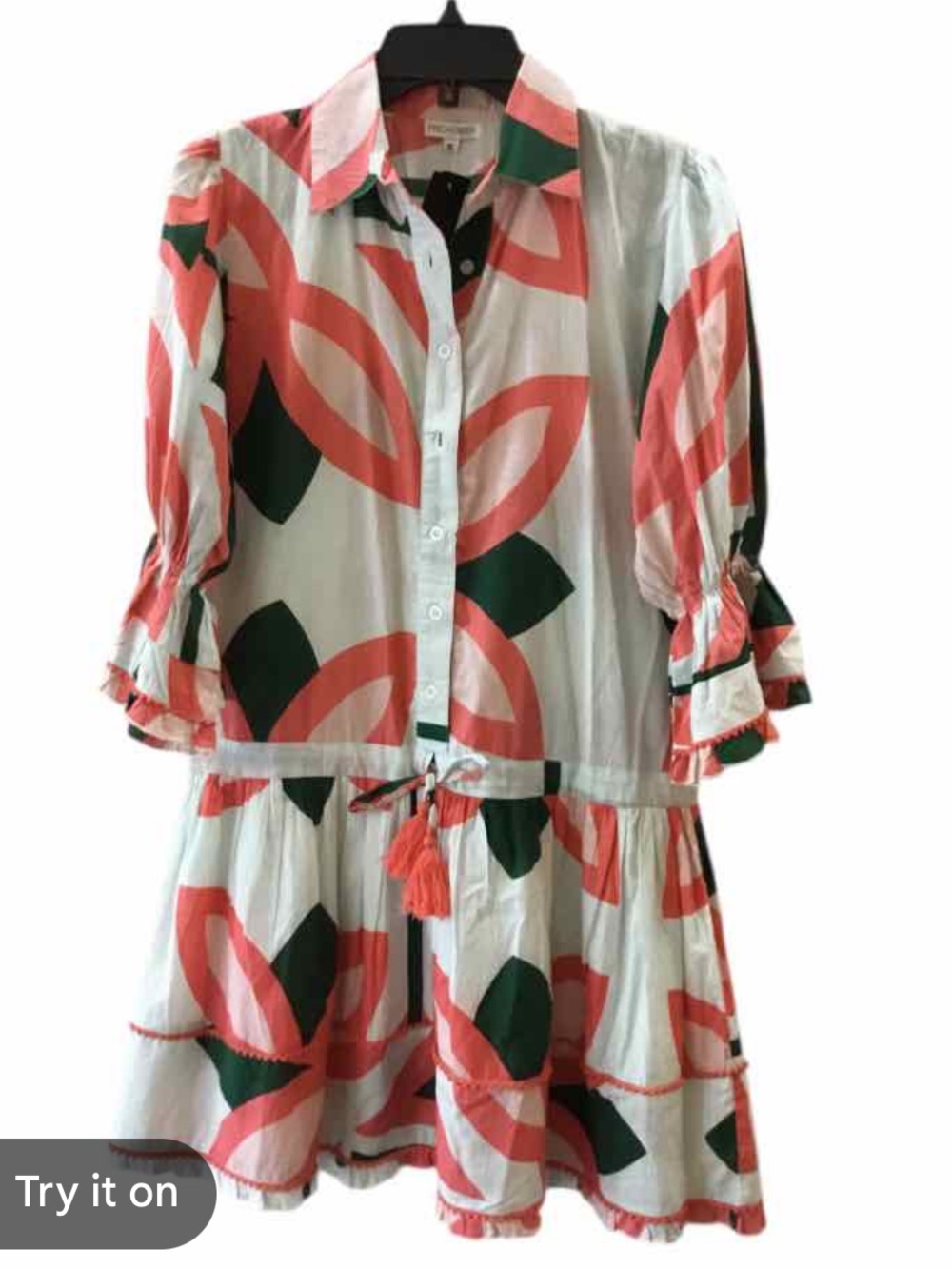 Mods Posa Coral & Green Printed Tunic Dress